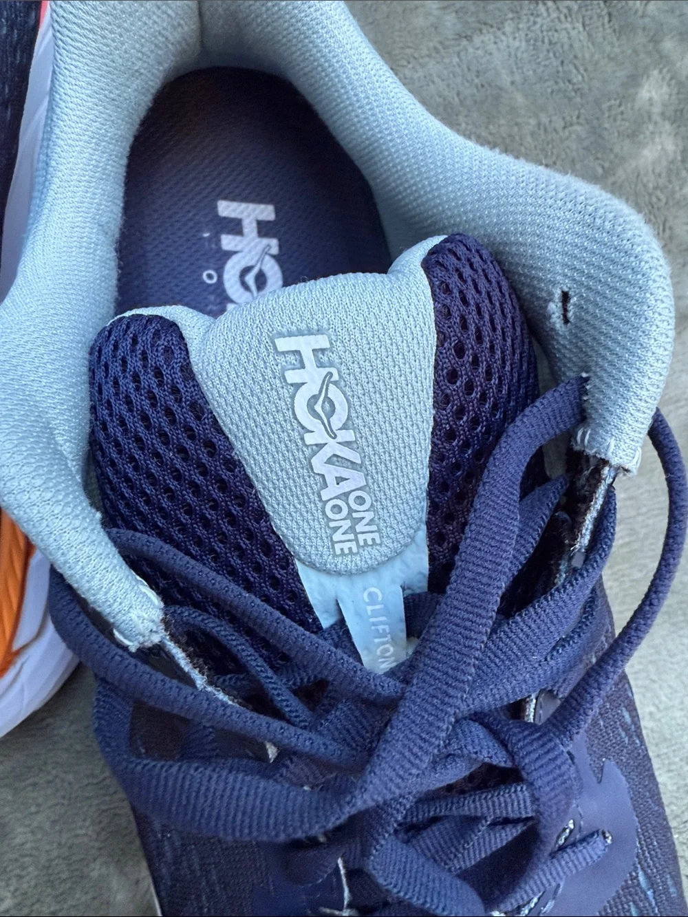 Hoka One One Women's Navy with Pink & Orange Accent Running Shoes
